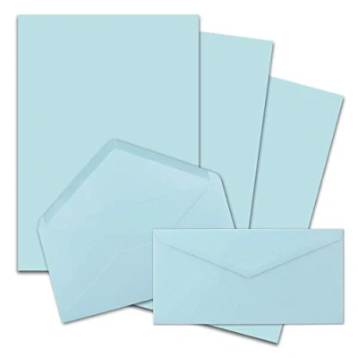 Image de 25x sets de papier à lettres A4 avec enveloppes DL fermeture: gommée couleur: bleu clair mat FarbenFroh by GUSTAV NEUSER