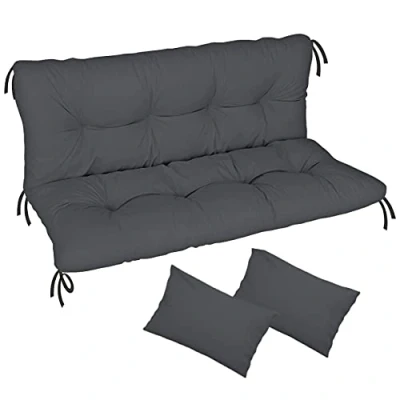 Image de Ferocity Coussin imperméable pour balancelle de Jardin, Matelas 120x50x50 Meubles en Palette, Grand Confort Coussins avec Dossier, Graphite [133]