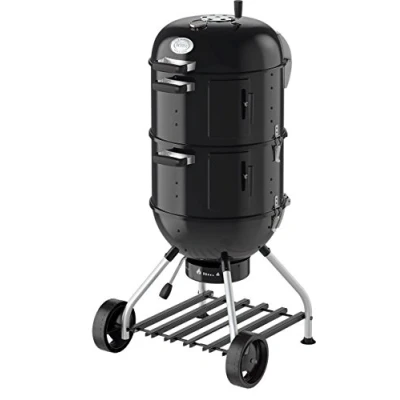Image de RÖSLE Fumoir à charbon de bois No.1 F50 S, gril variable avec deux anneaux fumage ou mini barbecue sphérique, 2 x Ø 50 cm, réservoir d&#039;eau intégré, thermomètre intégré