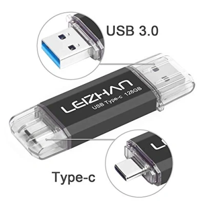 Image de LEIZHAN Clé USB Type C 128 Go,Flash Drive 3.0 OTG pour Huawei Samsung Smartphone Android de Noir