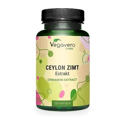 Image de Cannelle de Ceylan Vegavero® Fortement Dosé : 2500 mg Poudre (250 d&#039;Extrait 10:1) Pour 4 Mois 10% Polyphénols Sans Additifs &amp; Vegan 120 Gélules