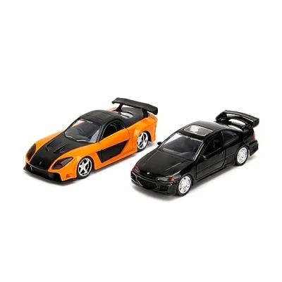 Image de Jada Toys Fast and Furious Voitures (Lot de 2) Honda Civic EJ1 1993 &amp; Han&#039;s Mazda RX 7 1997 2 Legacy Series Modèles avec Portes ouvrantes 1:32, 19 cm, à partir 8 Ans, Wave 1, Set 1