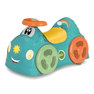 Image de Chicco Porteur All Around Eco+ Vert, pour Enfants de 1 à 3 Ans (Max 20 kg), Fabriqué en Italie, 75% Plastique Recyclé, Roues Orientables, Klaxon, Compartiment Rangement, Autocollants