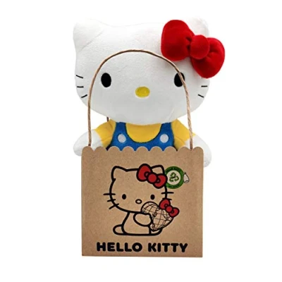 Image de Joy Toy Hello Kitty Classic Eco Plush 24 cm dans Une Pochette en Carton réutilisable La Peluche est composée à 100% de matériaux recyclés partir Bouteilles Pet