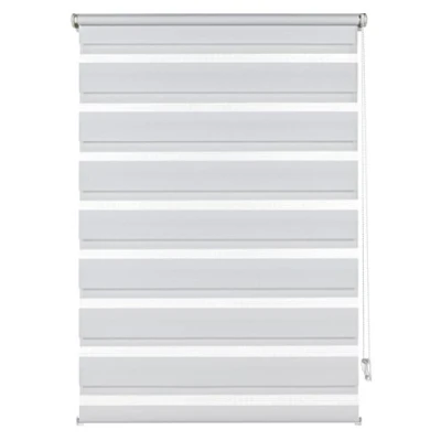 Image de Deco Company Store Enrouleur Double à clipser, double/Store latéral, Bandes transparentes et opaques, Kit de Montage Inclus, Blanc, 100 x 150 cm (LxH)
