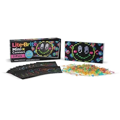 Image de Lite Brite Mini X Connect Lot de 2 Créez l&#039;art léger avec des pinces à linge, jouet créatif pour filles, garçons, unisexe, tout petit, partir 4 ans, vacances, anniversaire, cadeau
