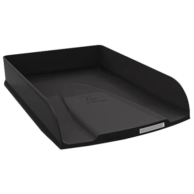 Image de Exacompta Réf. 11114D 1 corbeille à courrier COMBO STYLI NeoDeco pour documents au format A4+ dim 34 x 25 6,5 cm porte étiquette peut contenir 500 feuilles couleur noir