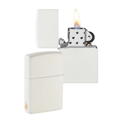 Image de Zippo Modèle Flamme White Matte Laser Engrave Briquet Coupe Vent, Rechargeable, dans Une boîte Cadeau de Haute qualité