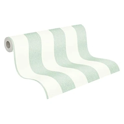 Image de A.S. Création Attractive 2 390292 Papier peint à rayures non tissées Vert Blanc 10,05 m x 0,53 Fabriqué en Allemagne