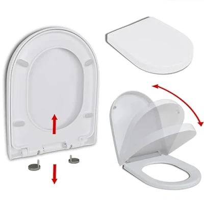Image de vidaXL Abattant WC Fermeture Douceur Libération Rapide Carré Siège de Toilette