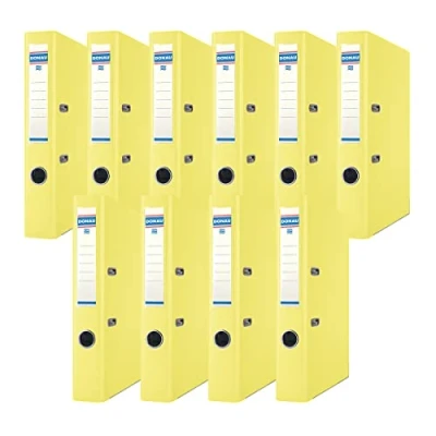 Image de DONAU Lot de 10 Classeurs Bureau/Fins Format A4 5 cm avec Couverture en Plastique PP/Carton/Jaune/Classeurs à Anneaux D
