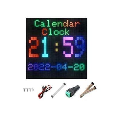 Image de 4096 LED Panneau Matriciel 64x64 Pixels RGB Couleur Display 3mm Pitch Module Support Arduino, Raspberry Pi, Luminosité Réglable, Permet d&#039;afficher du Texte, Images Colorées, Animation