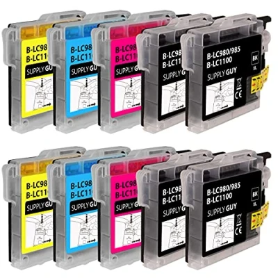 Image de Supply Guy 10 Cartouches d&#039;encre Compatible avec Brother LC 985 pour DCP J125 J140w J315w J515w MFC J220 J265w J410 Series J415w