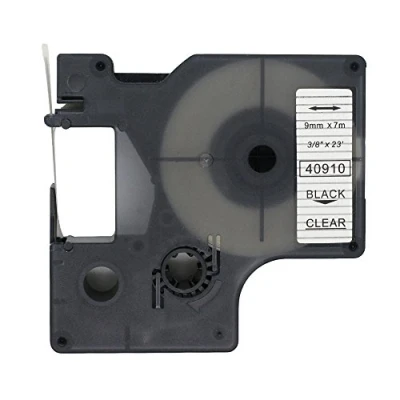 Image de BROVACS 1 paquet de ruban d&#039;étiquettes noir sur transparent compatible avec DYMO D1 40910 9 mm OPA2110