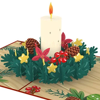 Image de papercrush® Carte pop up de Noël couronne l&#039;avent 3D avec bougie pour femme (petite amie, mère, grand mère) vœux faite à la main enveloppe comprise