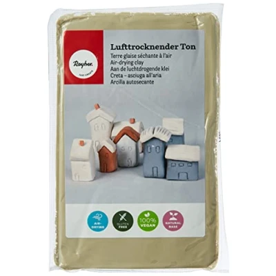 Image de Argile à modeler Rayher, beige, 1 kg, pâte modeler, durcissante l&#039;air, douce, souple, sans brûler, 3450102