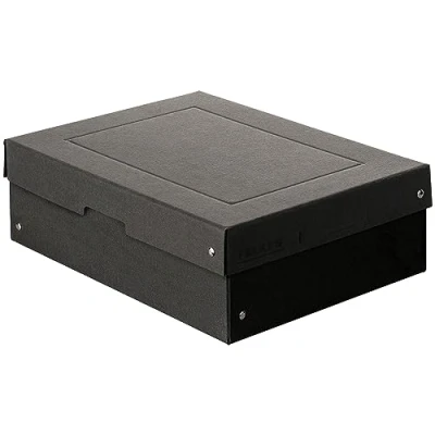Image de Falken Réf. 22001696000F PureBox 1 boîte de rangement avec couvercle emballage cadeau sans plastique Format A4 hauteur 40 mm poignée découpée entourée d&#039;un ruban Couleur noire