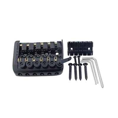Image de Guyker 6 String Saddle Headless Guitar Bridge Tailpiece With Worm Involved Device for Accessories W2004 Black