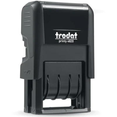 Image de Trodat Printy 4.0 Tampon dateur 4820 Date en français Hauteur de texte 4mm Encre noire incluse Encrage automatique Rechargeable Format l&#039;impression : 27 x 4 mm