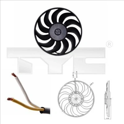 Image de TYC 802 0051 Ventilateur Moteur 400 330 sans cadre du véntilateur radiateur (encadrement) AUDI: A4 B7 Avant, B6 A6 C5 Avant