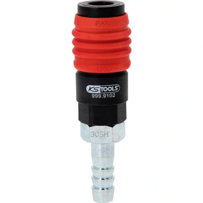 Image de KS Tools 999.9102 Raccord de sécurité universel pour air comprimé 3 en 1 11 mm avec embout tuyau