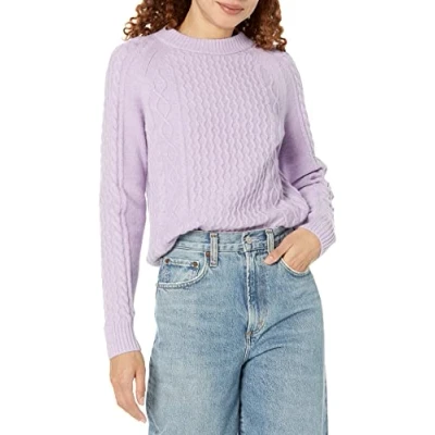 Image de Amazon Essentials Pull Over en Maille Torsadée Femme, Lilas Pastel, XXL