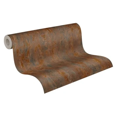 Image de A.S. Création Uni Elements Papier Peint intissé 10,05m x 0,53m Orange Cuivre Brun Fabriqué en Allemagne 32651 1, Multicolore