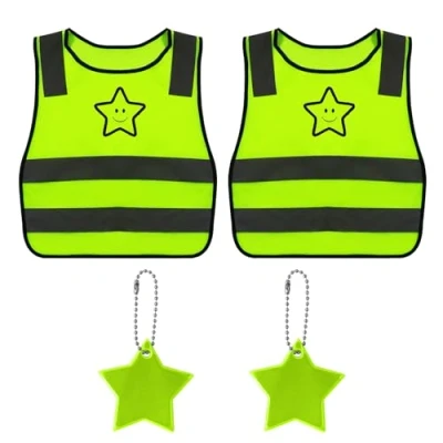 Image de JTMKYO Lot de 2 gilets réfléchissants pour enfants avec pendentifs en forme d&#039;étoile, à 360 degrés, sécurité enfants.