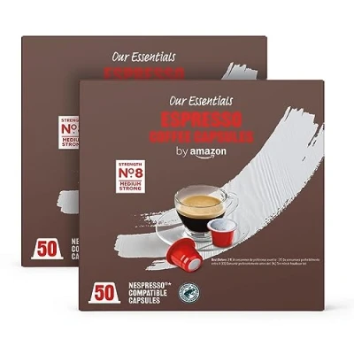 Image de by Amazon Capsules de café expresso compatibles Nespresso, Torréfaction Moyenne, 50 unité, Lot 2 Certifié Rainforest Alliance