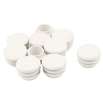 Image de sourcing map 10Pcs Bouchon Pied de Chasie Embout Capuchon Jambe Tube Insert Table Meuble Protection Blanc Plastique Rond 22mm Dia