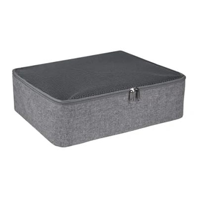 Image de Bigso Box of Sweden organisateur valise avec fermeture à glissière et poignée boite de rangement taille moyenne pour la sac léger en polyester gris