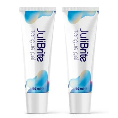 Image de JuliBrite Gel Nettoyant Pour la Langue avec Brosse, Aide à Combattre Mauvaise Haleine (Halitose), une Fraîche, Pack de 2 x 50ml
