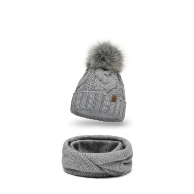 Image de Vivisence 7014 Beanie AND LOOP Scarf SET Écharpe tube, Femme, Taille: One Size, Light grey