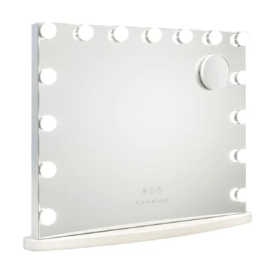 Image de Flamingueo Miroir Coiffeuse LED 15 Lumières, Maquillage Lumineux 3 Modes, Base Ovale, Hollywood, Port USB
