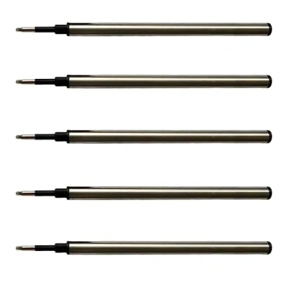 Image de Secretary Lot de 5 recharges pour stylo roller Noir Compatible avec la plupart des stylos Pointe moyenne