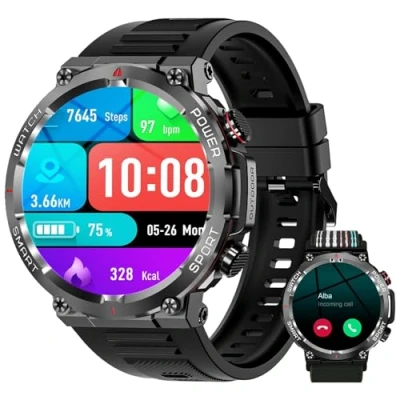 Image de IOWODO Montre Connectée Homme avec Appel Bluetooth, Appel, Écran 1.39&quot; TFT, Moniteur Cardiofréquence/SPO2, Analyse Sommeil, 100 Modes de Sport,pour Android/iOS (Noir)