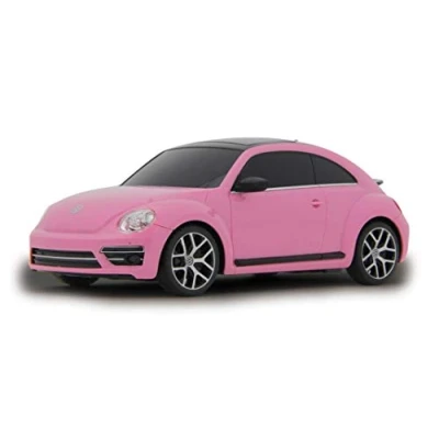 Image de Jamara 405160 VW Beetle 1:24 Rose Voiture RC, sous Licence Officielle, Environ 1 Heure de Conduite, 9 Km/h, intérieur détaillé, Finition Haute qualité, éclairage LED,