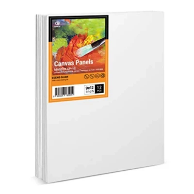 Image de ESENG® Lot de 12 toiles à Peindre 23x30 cm｜9x12 pouce 100% coton sans Acide, Canvas, Panneaux Peinture sur Toile, Pour acrylique, huile, tempera et gouache