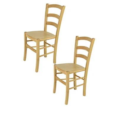 Image de t m c s Tommychairs Set 2 chaises Venice pour Cuisine, Bar et Salle à Manger, Robuste Structure en Bois de hêtre peindré Couleur Naturelle Assise