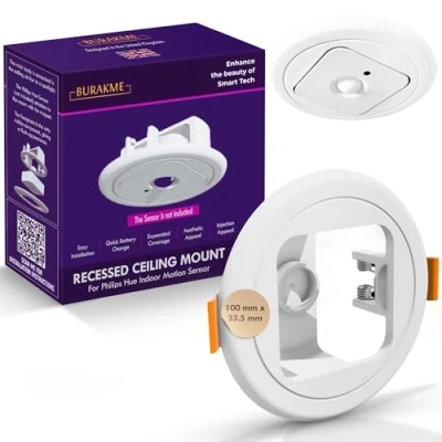 Image de Montage encastré pour capteur de Mouvement Philips Hue Élégance Maison connectée, Pose Facile, Compatible V1 &amp; V2 Robuste, conçu au Royaume Uni.