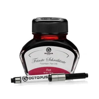 Image de Octopus Fluids Rot encre d&#039;écriture avec convertisseur, de stylo plume, rouge 30ml