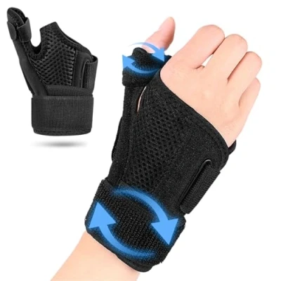 Image de UZSUZZ Attelle Pouce, Orthèse Pouce Pour Main Droite &amp; Gauche, Poignet Réglable l&#039;Arthrite, Tendinite, Canal Carpien et Entorse Femme Homme