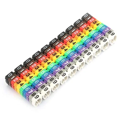 Image de Clip on String Marquage Tube Fil Numéro Numérique Coloré Câble Marqueur Étiquette Ensemble(100PCS KCM 6mm²)