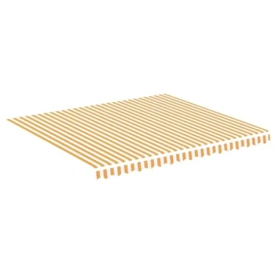 Image de vidaXL Tissu de Remplacement pour Auvent Toile d&#039;Auvent Rechange Store Banne Jardin Patio Terrasse Extérieur Jaune et Blanc 4x3,5 m