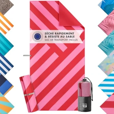 Image de Blumtal Serviette de Plage XXL 90x190 cm Microfibre compacte Serviettes à séchage Rapide Drap Sport Rose