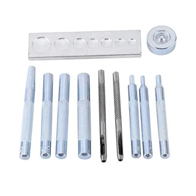 Image de Kit de 11pcs Poinçons Matrices Perforateurs à Main pour Pose Rivets Boutons Pression