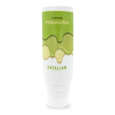 Image de EATALIAN by AMZ BETTER Topping au Goût de Pistache, Crème Douce Protéique en Squeezer 300 gr, Made in Italy, Sirop Pistache Idéal pour Garnir Glaces, Gâteaux et Desserts