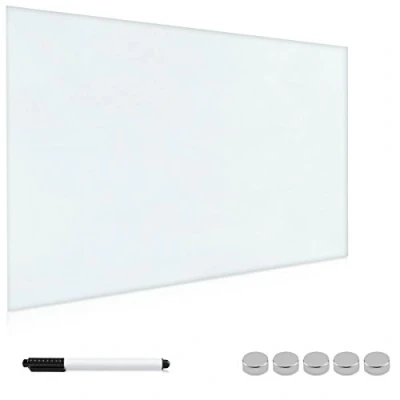 Image de Navaris Tableau Blanc magnétique en Verre Memo Board aimanté avec 1x Stylo Feutre 4X Aimant et kit de Fixation 60 x 40 cm