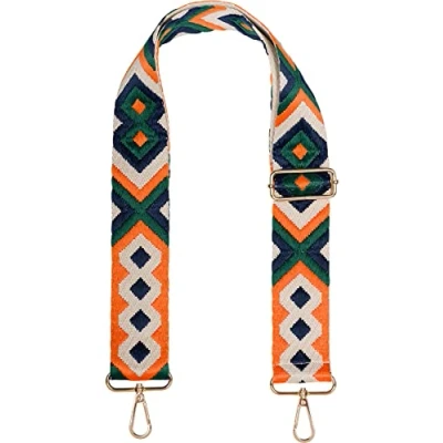 Image de Sacs styleBREAKER bandoulière réglable avec Motif Ethno coloré, pour Sac à Dos, Mousqueton, Unisexe 02013024, Couleur:Vert foncé Orange Bleu