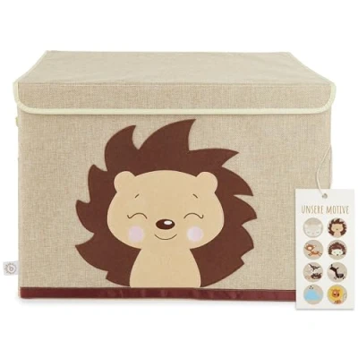 Image de Bieco Boîte de rangement avec couvercle Motif Hérisson Piksi Environ 65 l 36x36 x51 cm Coffre à jouets pliable pour enfants